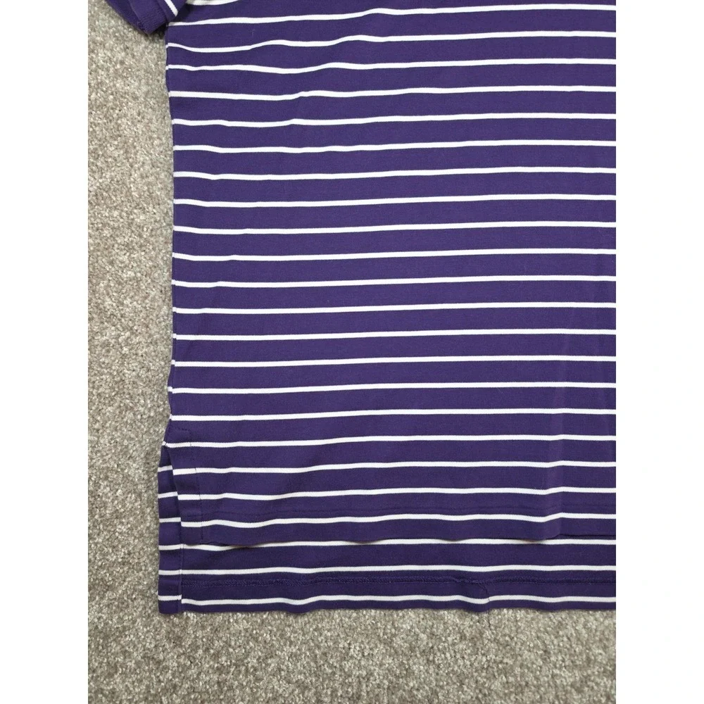Polo Ralph Lauren Men's Large Pima Soft Touch Striped Polo Shirt Purple White